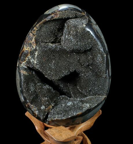 Septarian Dragon Egg Geode - Black Crystals #89675